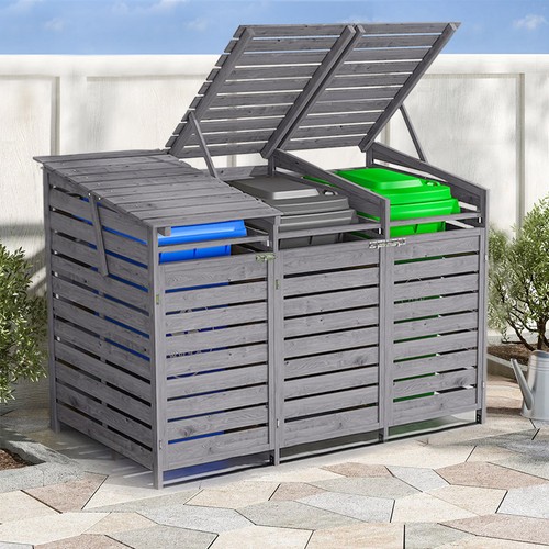 Grey 240l triple wheelie bin - 240l,