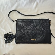 Gigi New York Leather Convertible Bag Crossbody Python Tassel Navy Clutch Purse