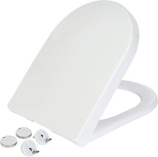 LUXURY D SHAPE HEAVY DUTY SOFT CLOSE TOILET BATHROOM SEAT WITH TOP FIXING HINGES