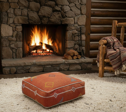 Sabra silk pouf cover red - silk,