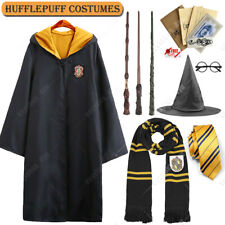 Harry Potter Cedric Diggory HUFFLEPUFF Robe Cloak Tie Wand Scarf Costume Glasses