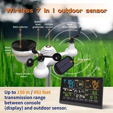 Weather Station 7.5" Console 7-in-1 Wireless Sensor Professional WIFI Internet