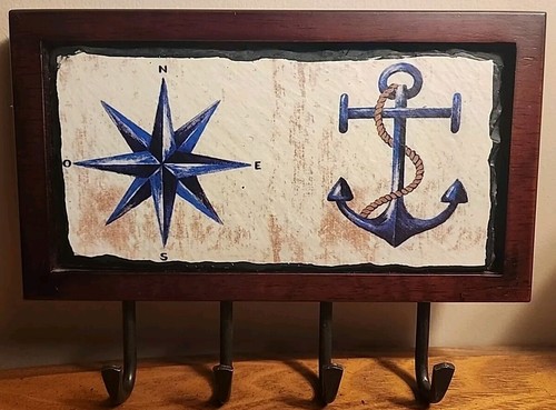 Nautical framed slate tile - framed,