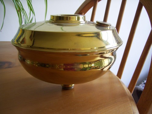 Superb brass oil - lamp, c/w
