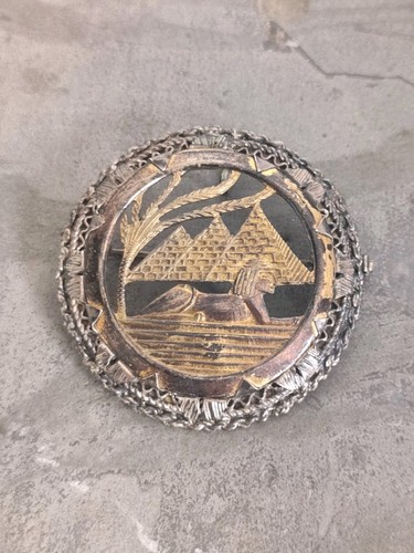 Vintage egyptian silver brooch - egyptian,