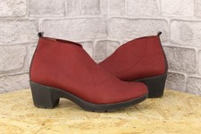 BURGUNDY FABRIC MID HEEL PULL