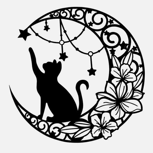 Metal black cat wall - decor,