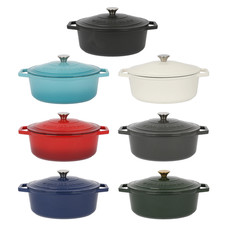 Oval Cast Iron Casserole Dish Durable Non-Stick Enamel Hob Oven Self-Basting Lid