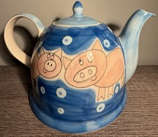 Whittard of Chelsea Handpainted Pigs Design Teapot 5 Cups Fantastic Condition