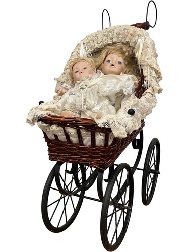 Vintage wicker pram with - vintage,