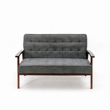 2 Seater Fabric Love Seat Sofa with Solid Wooden Frame Couch Settee Sofa