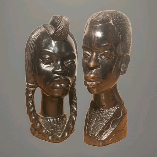 Pair african ebony carved - pair,