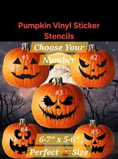Halloween Pumpkin Face Spooky Vinyl Sticker | Easy Carving Stencil 