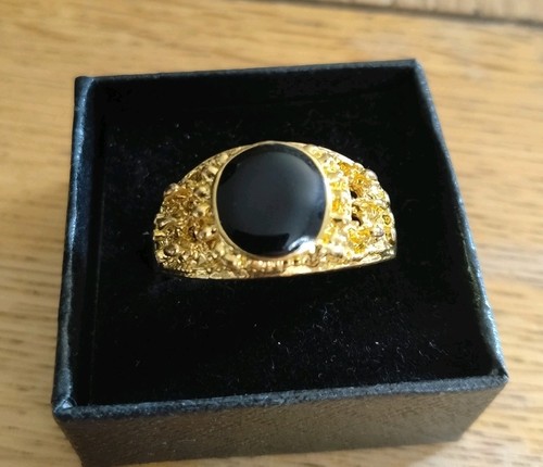 Gold mens onyx ring - gold,