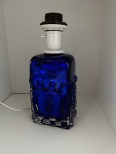 Beautiful Blue Lamp base By Josef Schott, Smålandshyttan,Sweden, Glass, Crystal