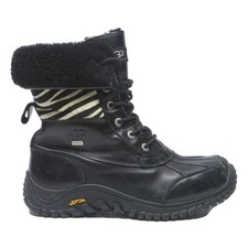 UGG Adirondack Black Womens Leather Lace-Up Boots UK 8 Winter Outdoor Footwear