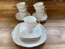 Vintage Art Deco Taylor Kent White and Gold Bone China Tea Coffee Set