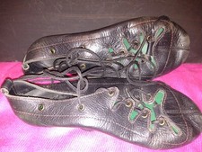Antique black Leather lace up Dance Shoes 9" long size 4 highlands 