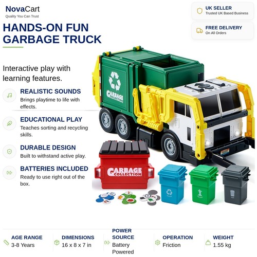 Garbage truck toy light - truck, &