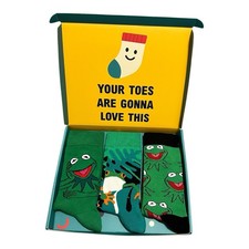3 Pairs Kermit Style Frog Socks Gift Box Funny Novelty Cartoon Socks