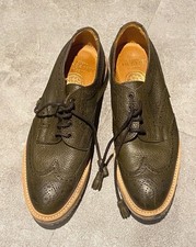 Lulu Wingcap Derby Brogue in Olive Grain Leather made by Joesph CHEANEY and sons