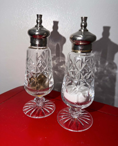 Vintage cut crystal salt - salt, &