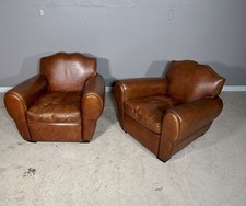 Pair French Antique Leather