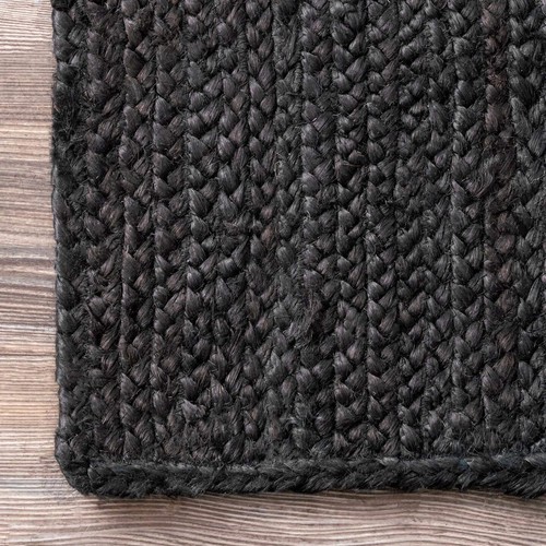 Rug black jute square round - jute,