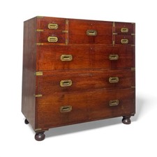 ANTIQUE TEAK MILITARY CHEST OF