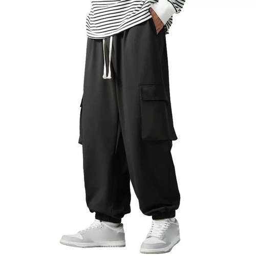 Men black harem trousers - black,