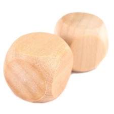2x Blank Wooden Dice - D6 20mm