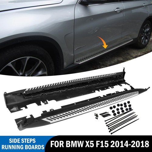 Black silver running boards - running,