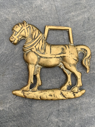 Antique brass horse buckle - brass,