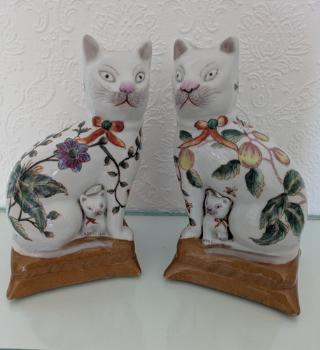 Polychrome mantel cat - mantel,