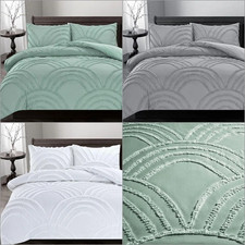 Luxury Zara Embossed Frill Duvet Cover Set with Matching Pillowcases UK Sizes