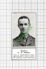 Capt S J Sankey 1/6th S Staffordshire Reg Wolverhampton -c.1918 SMALL Cutting