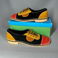 Vintage 70s Keds Grasshoppers Shoes Suede Sneakers Tie MOD Colorblock Size 8