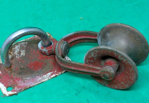 Vintage brass fire hose pulley - hose,