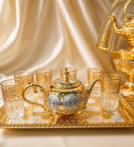 Luxury moroccan tea set with - moroccan,