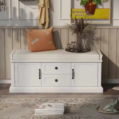 White storage bench with - white,