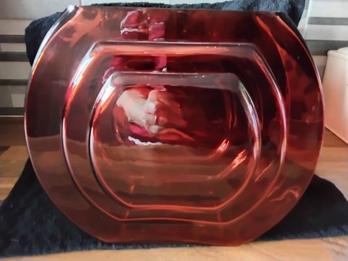 Red glass art - glass, vase