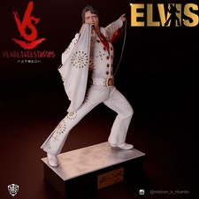 Elvis - White Suite 3D Printed Statue - No Assembly Required - Unpainted 