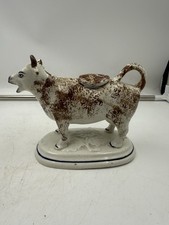 Staffordshire Spongeware Antique 1860s Cow Creamer Lid Rare