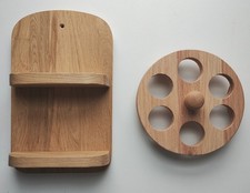 Solid Oak Wall Mounted Spice Rack and freestanding Oak 6 Egg Rack 
