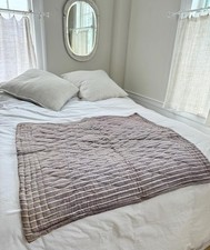 1700's 41x36 SILK RARE Eiderdown feather quilt French France textile striped st