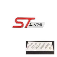 Car ST Line Badge Red Silver