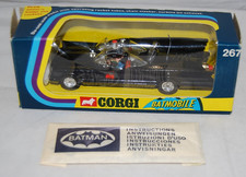 Corgi 267 Batman Batmobile-RARE clear screens, dished wheels & box. NMint/Boxed