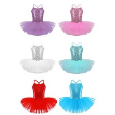 Kids Girls Sequin Tutu Ballet Leotard Skirt Dance Dress Ballerina Fancy Costume