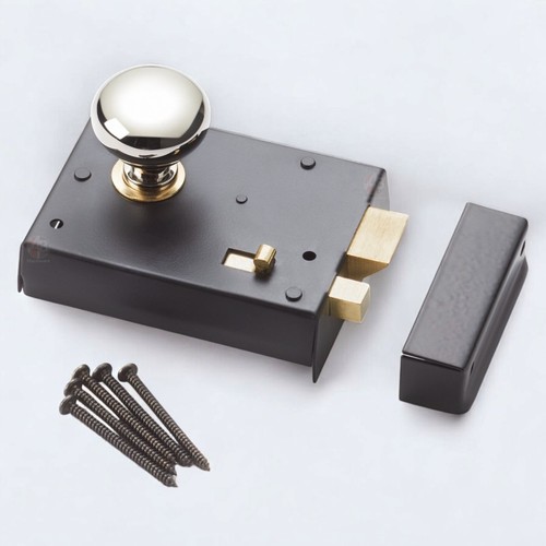 Black brass rim latch lock - brass,
