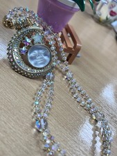 Vintage Kirk’s folly little moon face magnet pendant and double crystal necklace